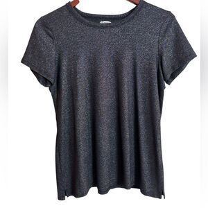 Old Navy Partee Glitter Black Short Sleeve Tee T-shirt Oil Slick Size Medium